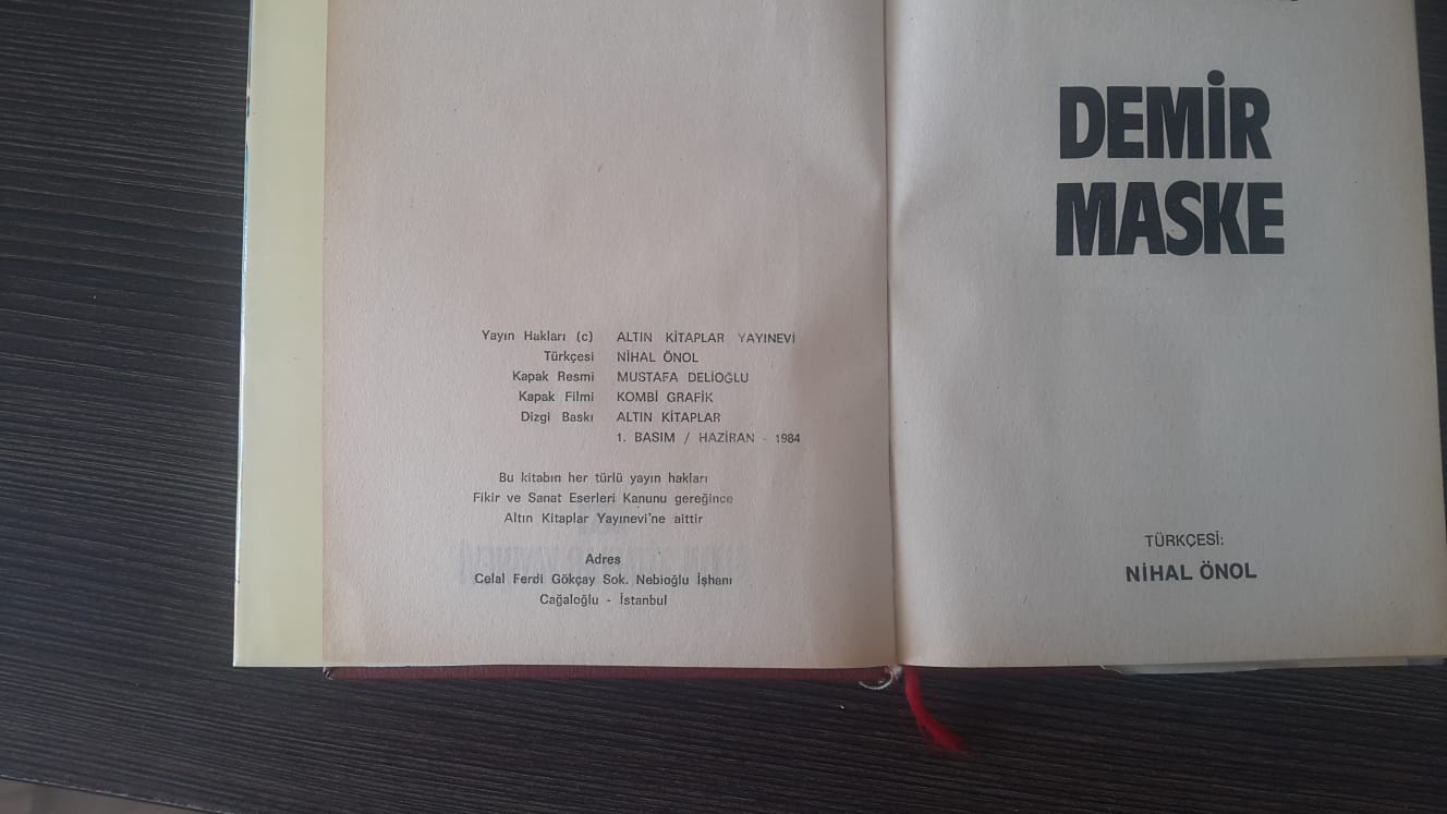 Demir Maske, Alexandre Dumas, Ciltli Birinci Baskı, 1984