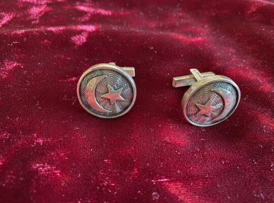 El yapımı, 900 ayar gümüş, ay yıldız, erkek kol düğmesi