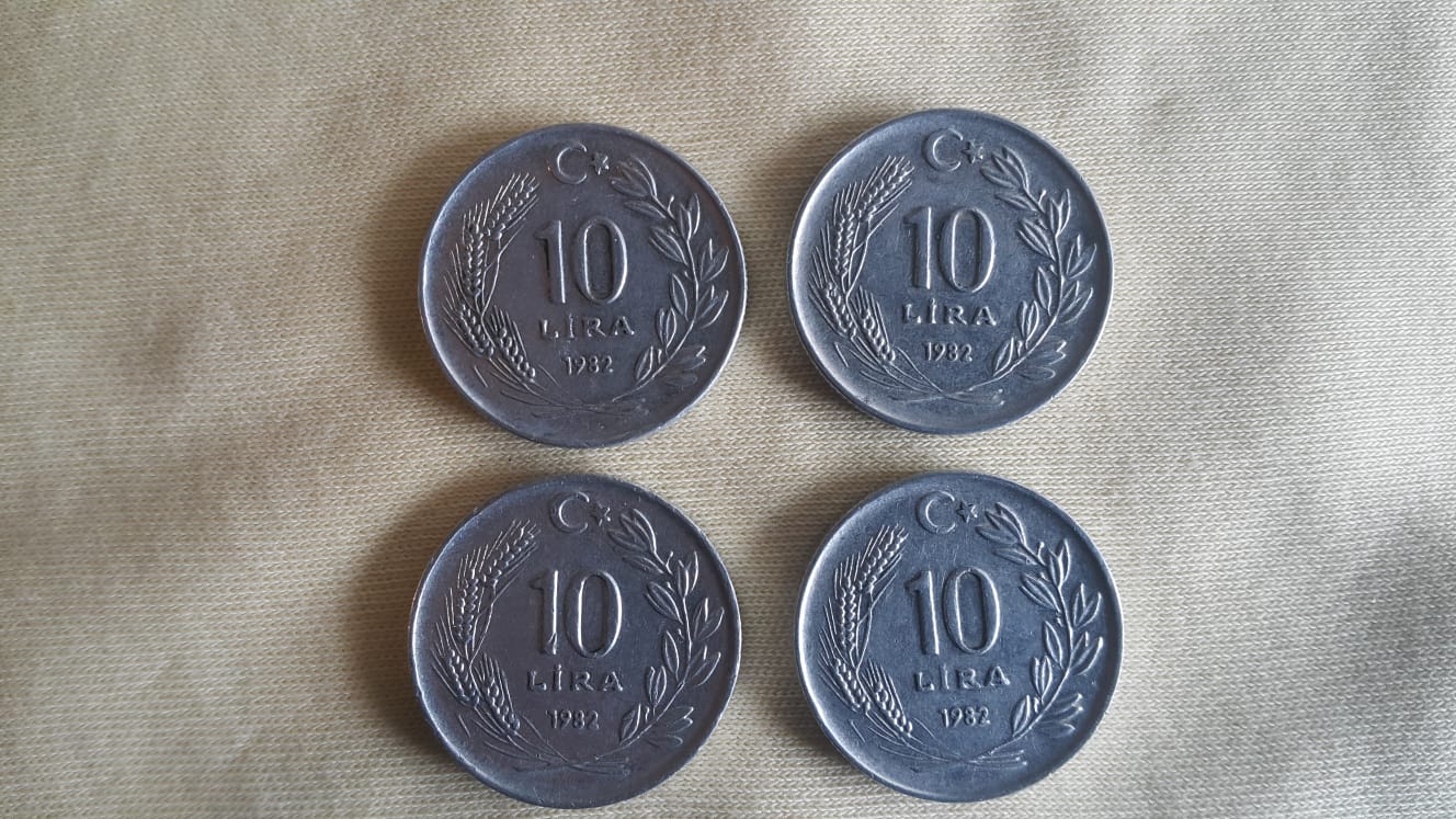 1982 Yılı 4 adet Alüminyum Çil 10 Lira