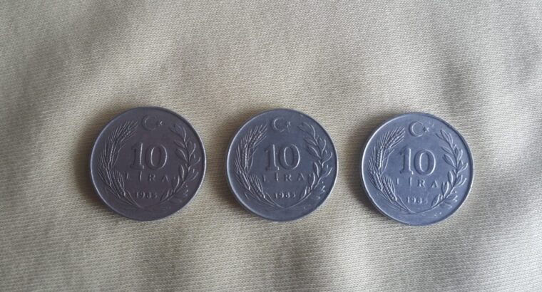 1985 Yılı 3 adet Alüminyum 10 Lira