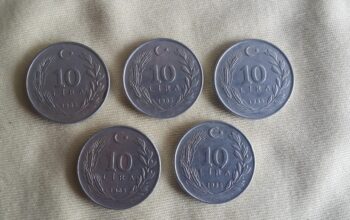 1985 Yılı Alüminyum 5 adet 10 Lira Çil