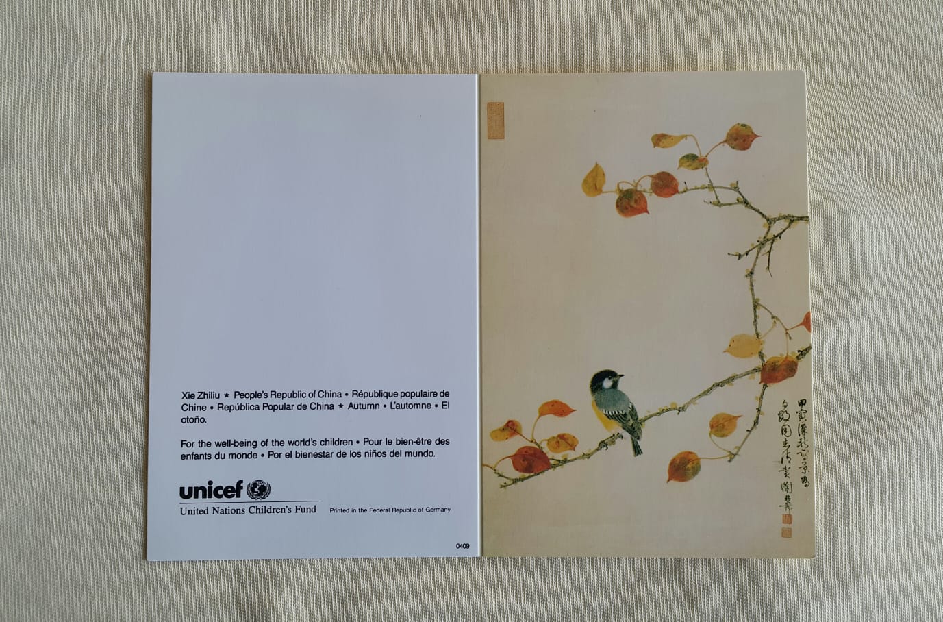 Unicef Kutlama Kartı ve Zarfı ( Xie zhiliu )