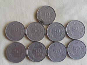 1985 Yılı Satılık 9 Adet Metal 50 Çil Lira