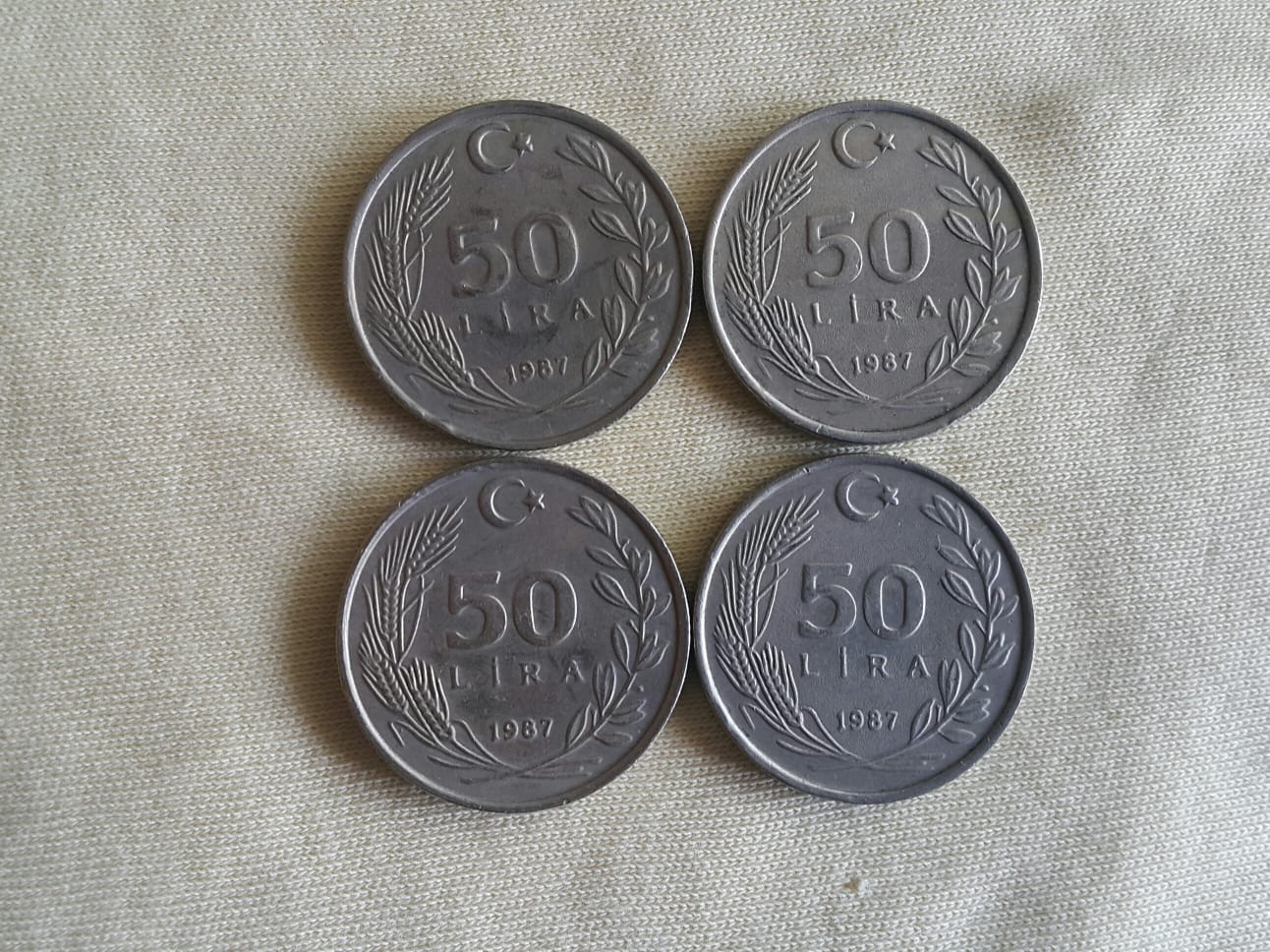 1987 Yılı Satılık 4 Adet Metal 50 Lira