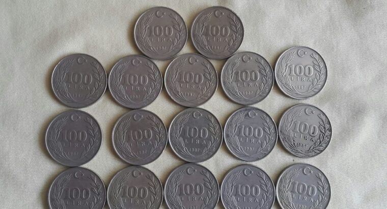 1987 Yılı Satılık 17 Adet Metal 100 Lira
