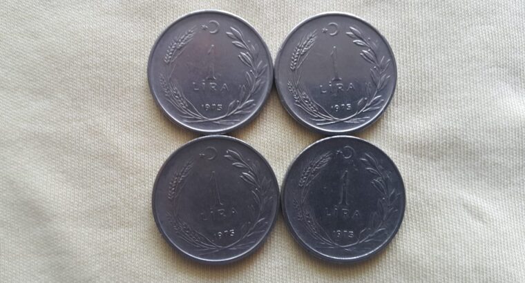 1975 Yılı Satılık 4 Adet Metal 1 Lira